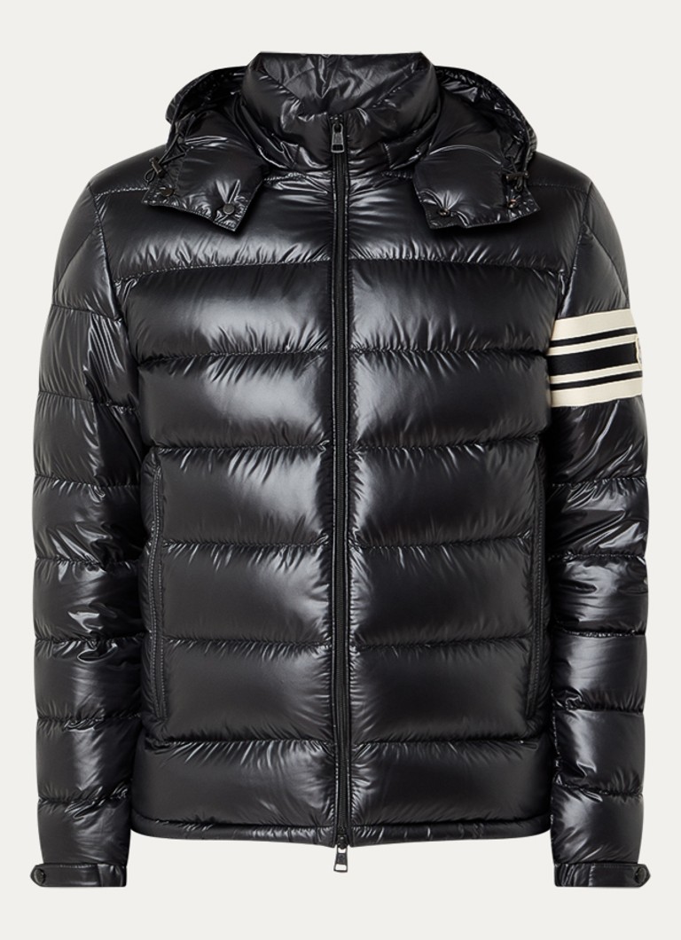 Moncler Heren Landre puffer jack met donsvulling en afneembare capuchon in de kleur Zwart, maat: 4/XL