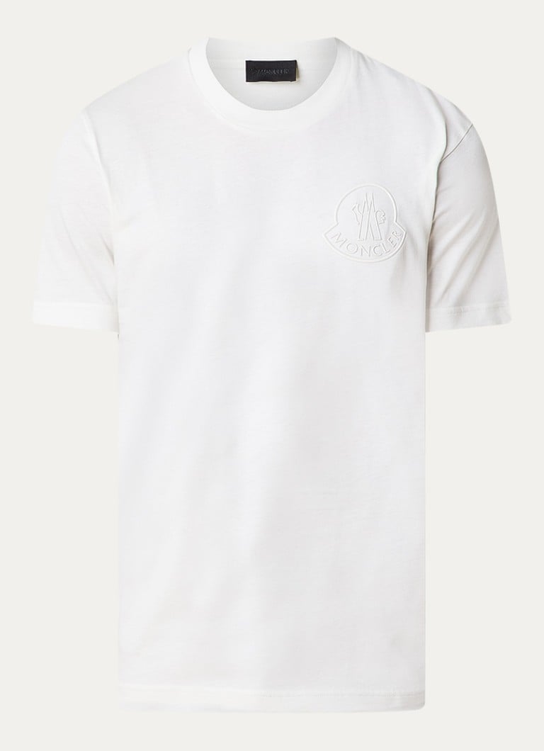 Moncler Heren T-shirt met 3D logo in de kleur Gebroken wit, maat: S
