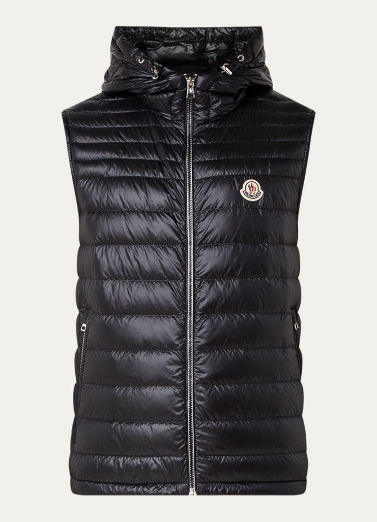 Moncler Heren Orant gewatteerde bodywarmer met donsvulling en capuchon in de kleur Zwart, maat: 1/S