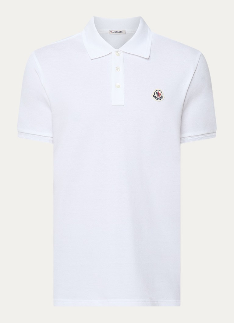 Moncler Heren Polo van piqué katoen in de kleur Wit, maat: L