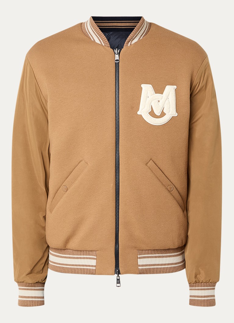 Moncler Heren Vennes reversible baseball jack met donsvulling en logo in de kleur Cognac, maat: 3/L