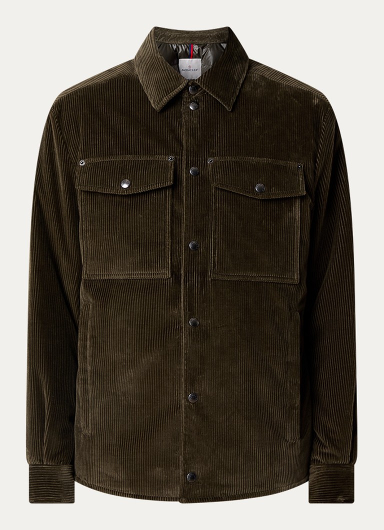 Moncler Heren Ambroisie gewatteerd jack van corduroy met donsvulling in de kleur Bronsgroen, maat: 3/L