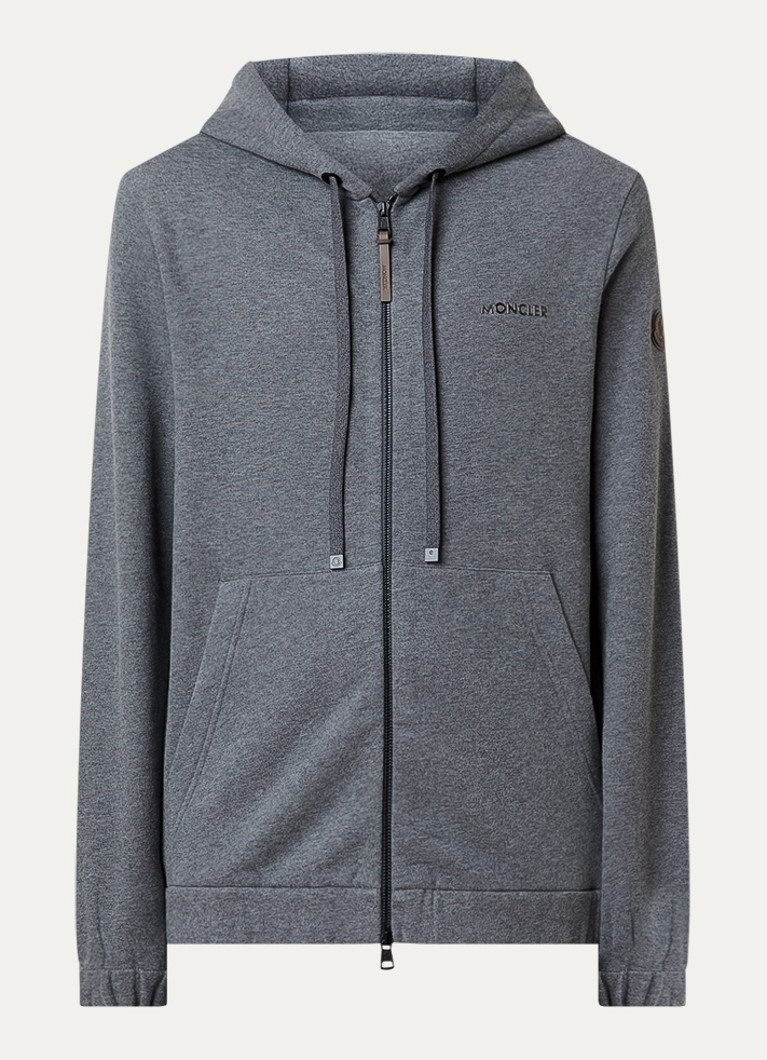 Moncler Heren Sweatvest met capuchon en logo in de kleur Donkergrijs, maat: M