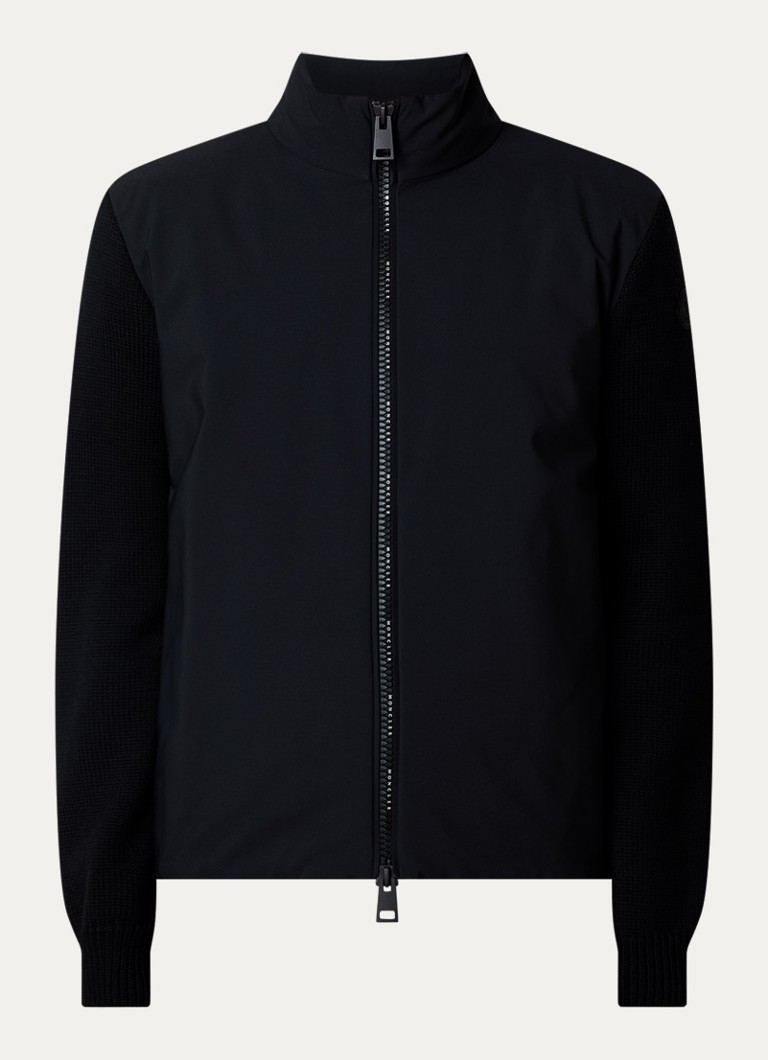 Moncler Heren Grofgebreid vest van scheerwol met gewatteerd voorpand in de kleur Zwart, maat: L