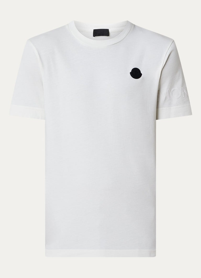 Moncler Heren T-shirt met logo in de kleur Gebroken wit, maat: M