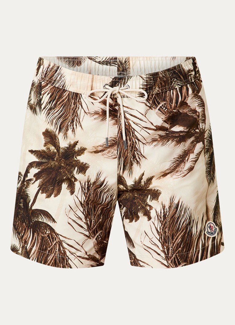 Moncler Heren Zwemshorts met print en steekzakken in de kleur Bronsgroen, maat: S