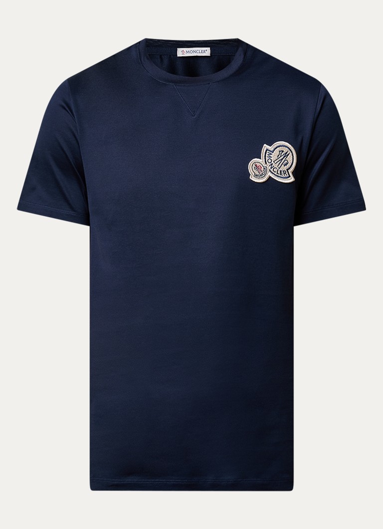 Moncler Heren T-shirt met logoborduring in de kleur Donkerblauw, maat: S