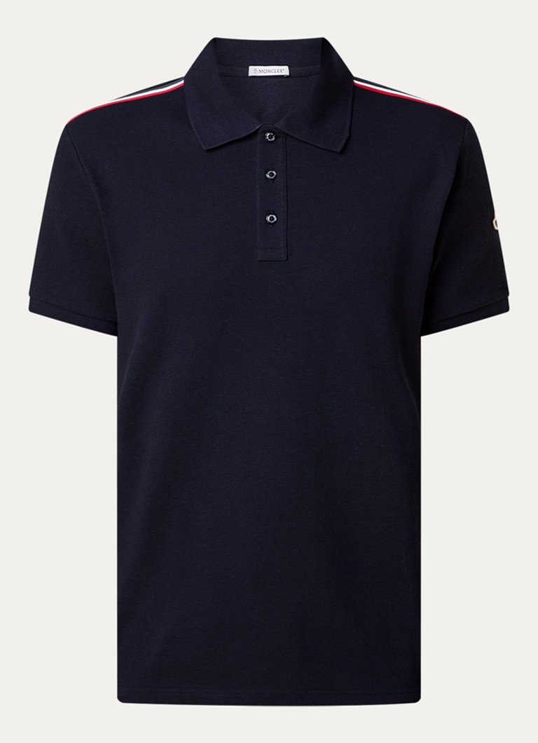Moncler Heren Regular fit polo van piqué katoen met logo in de kleur Blauw, maat: L