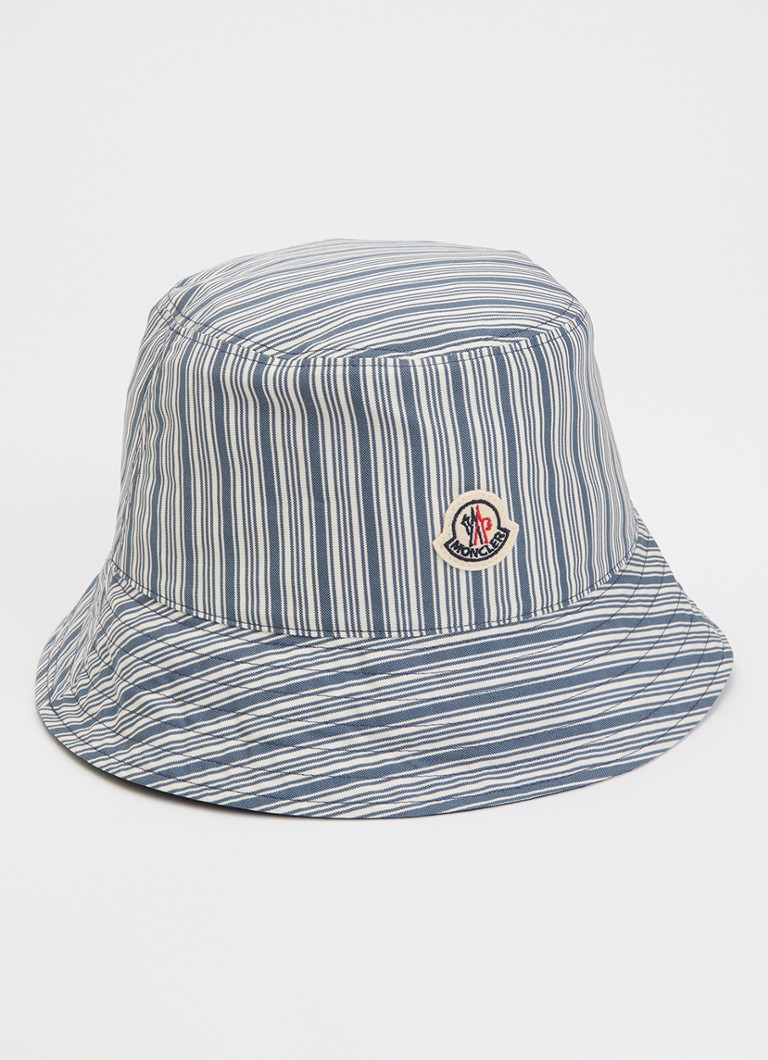 Moncler Heren Reversible bucket hoed met logo in de kleur Blauw, maat: L