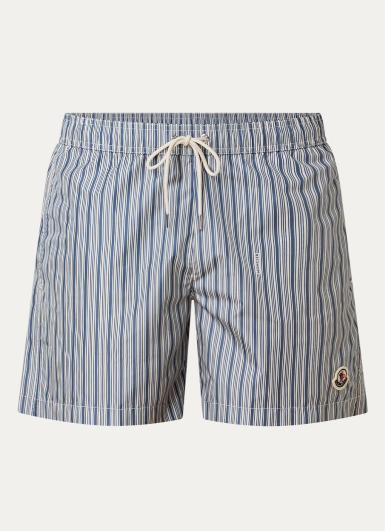 Moncler Heren zwemshorts met streepprint en steekzakken in de kleur Staalblauw, maat: L