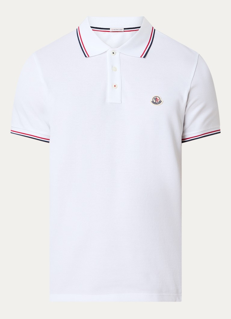Moncler Heren Regular fit polo van piqué katoen met logo in de kleur Wit, maat: S