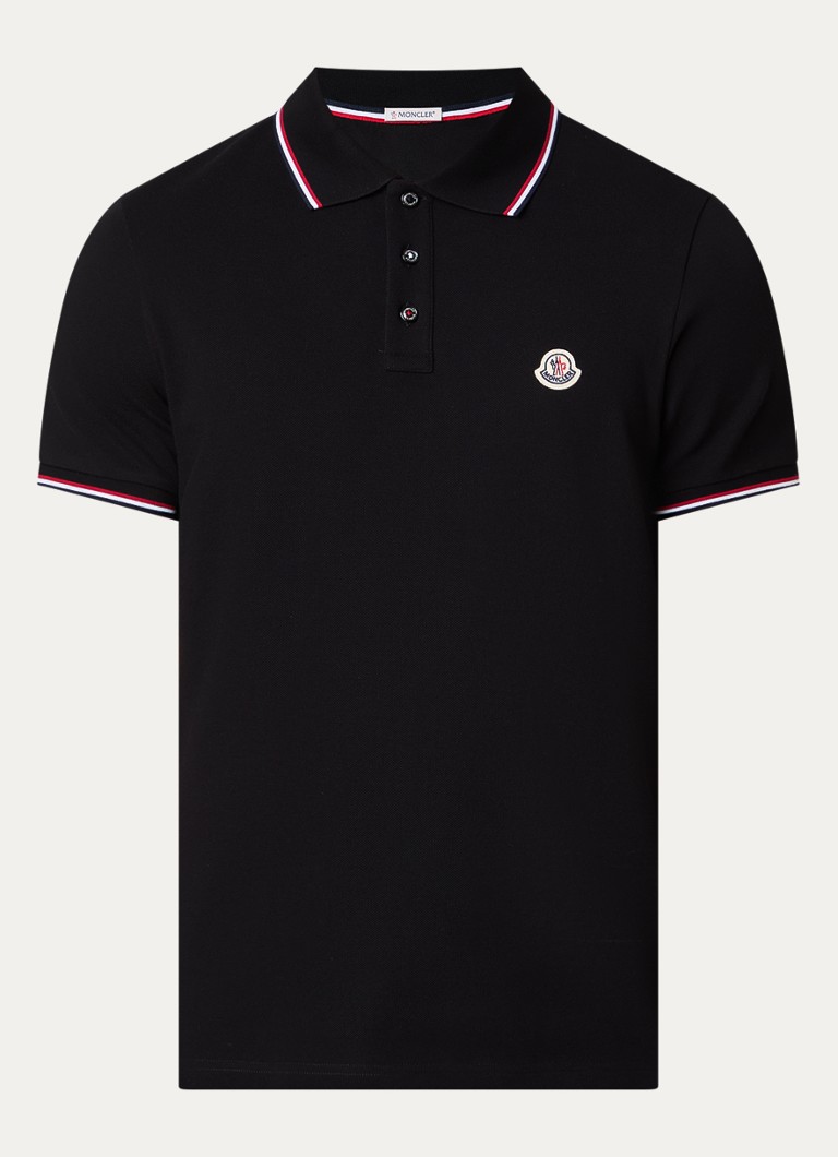Moncler Heren Regular fit polo van piqué katoen met logo in de kleur Zwart, maat: S