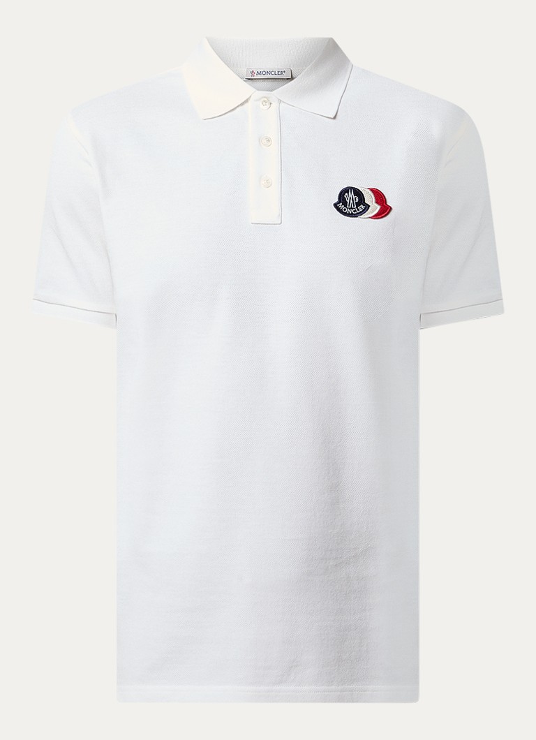 Moncler Heren Regular fit polo van piqué katoen met logoborduring in de kleur Wit, maat: S