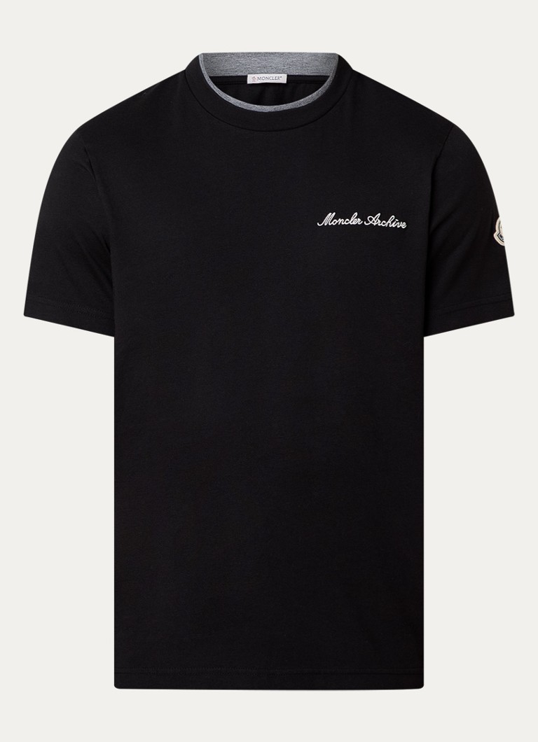 Moncler Heren T-shirt met logoborduring in de kleur Zwart, maat: S