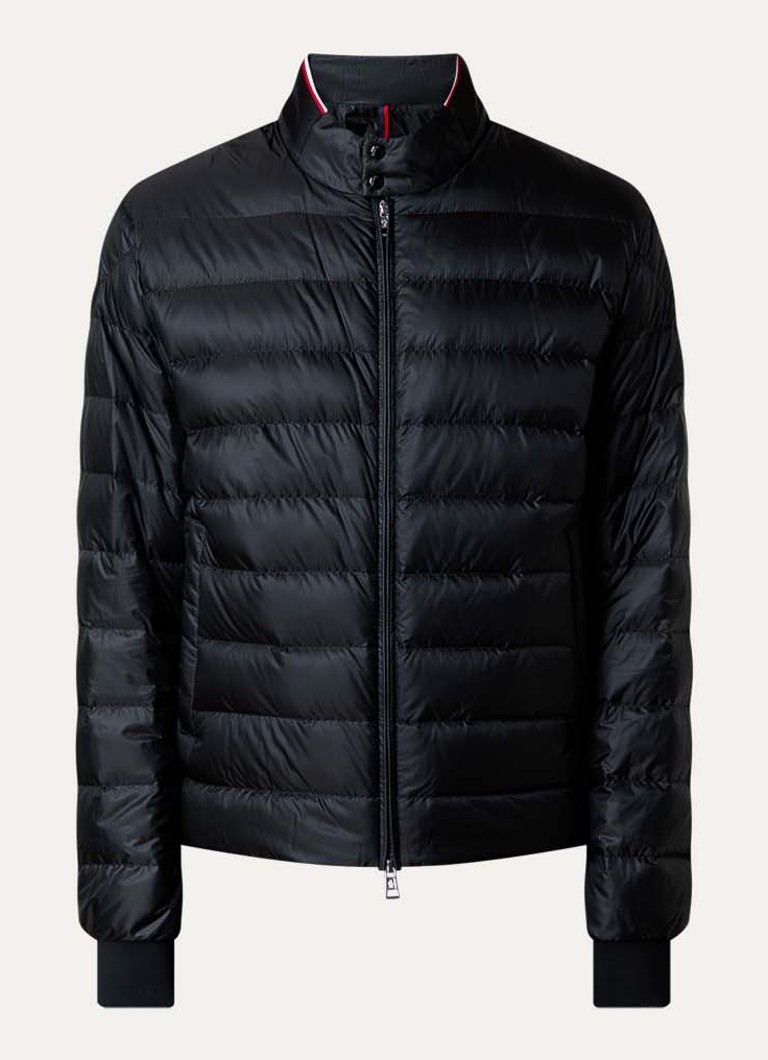 Moncler Heren Rigel Biker puffer jack met donsvulling in de kleur Zwart, maat: 3/L