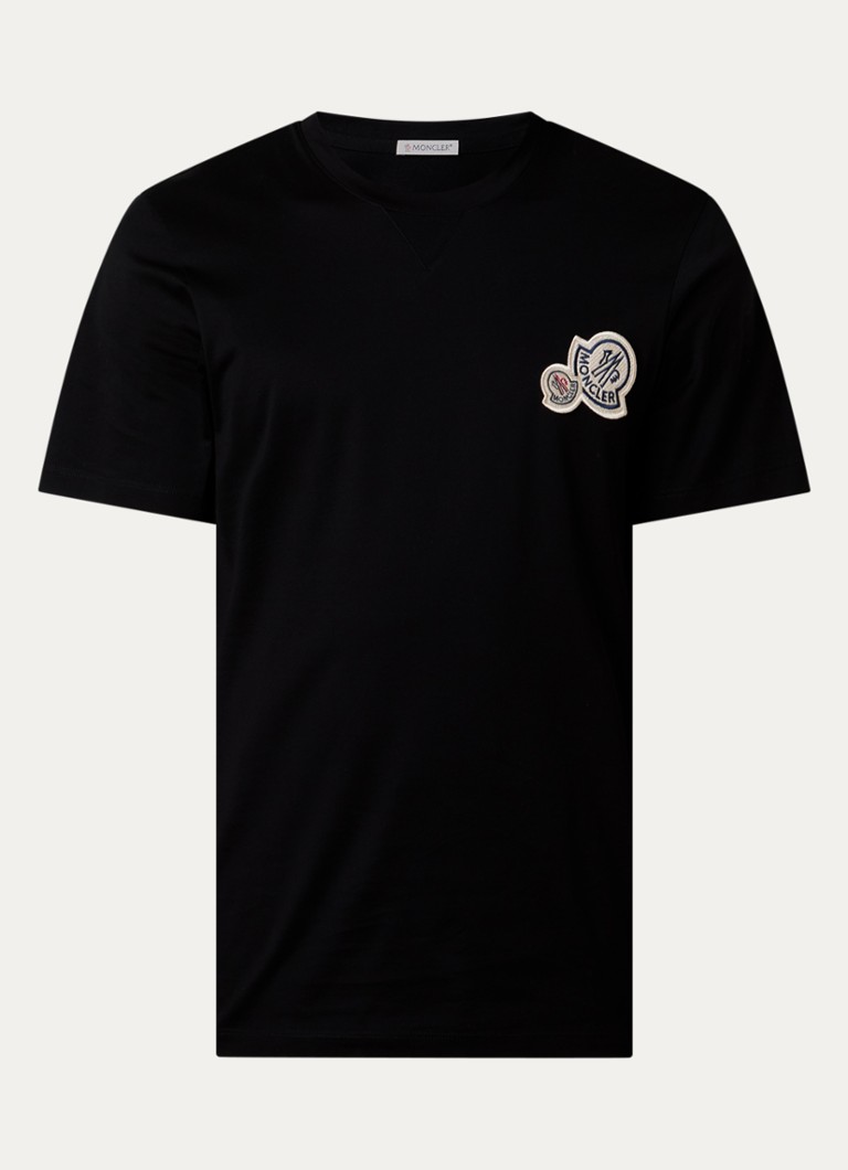Moncler Heren T-shirt met logoborduring in de kleur Zwart, maat: S