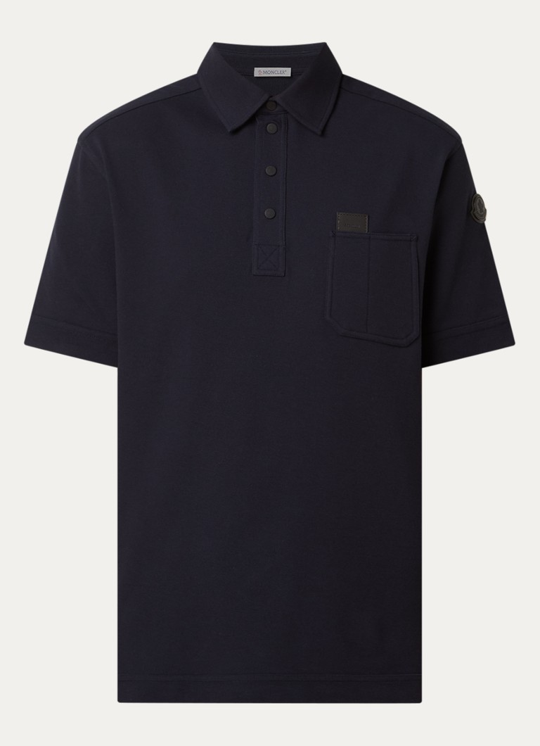 Moncler Heren Regular fit polo van piqué katoen met borstzak in de kleur Donkerblauw, maat: L