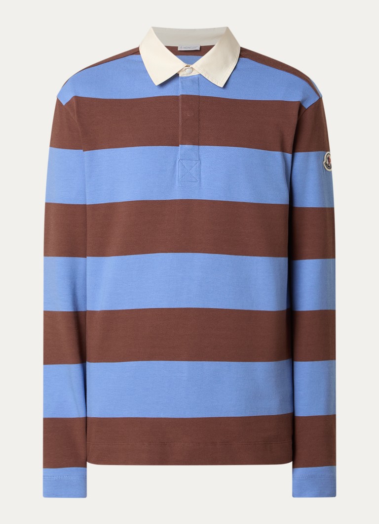 Moncler Heren Regular fit polo met streepprint in de kleur Blauw, maat: M