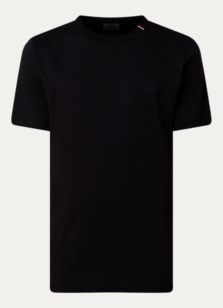 Moncler Heren T-shirt met logo in de kleur Zwart, maat: S