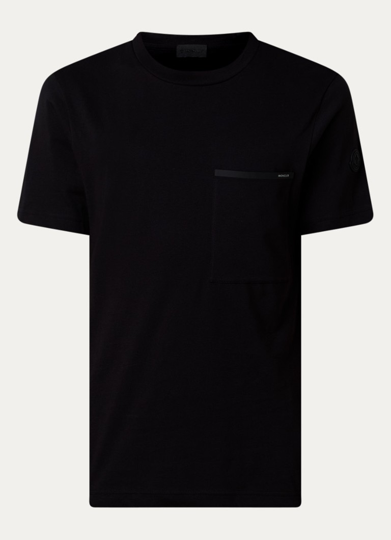 Moncler Heren T-shirt met borstzak en logo in de kleur Zwart, maat: L