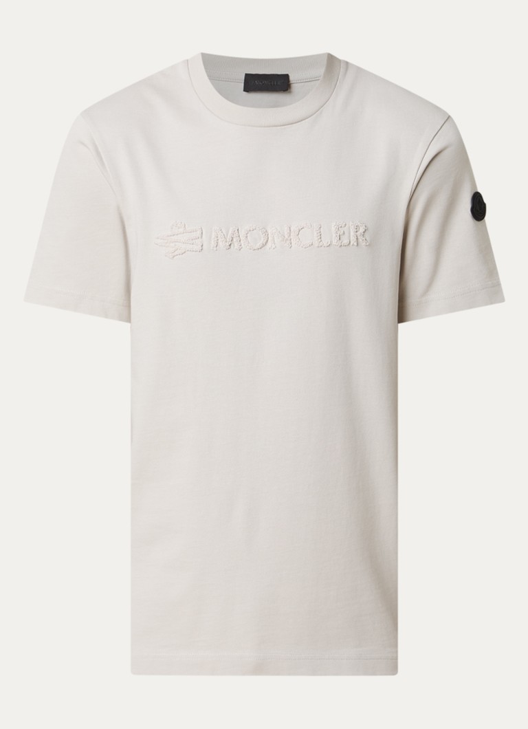 Moncler Heren T-shirt met logo in de kleur Beige, maat: S