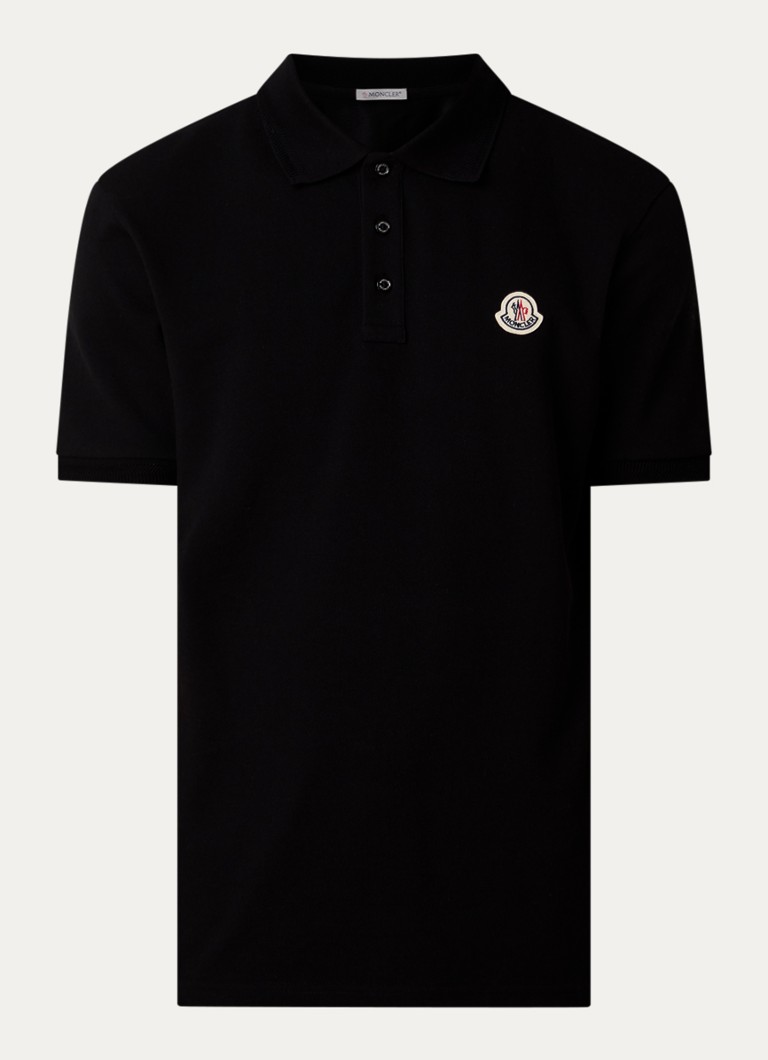Moncler Heren Regular fit polo met logo in de kleur Zwart, maat: S