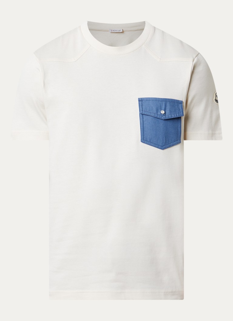 Moncler Heren T-shirt met borstzak in de kleur Gebroken wit, maat: L