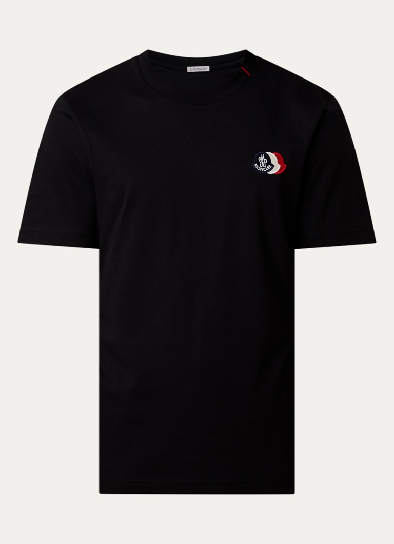 Moncler Heren T-shirt met logoborduring in de kleur Zwart, maat: S
