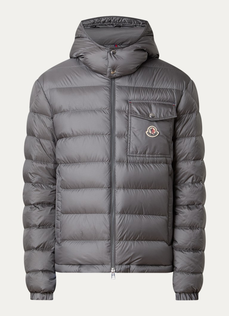 Moncler Heren Verith pufferjack met donsvulling en afneembare capuchon in de kleur Grijs, maat: 2/M