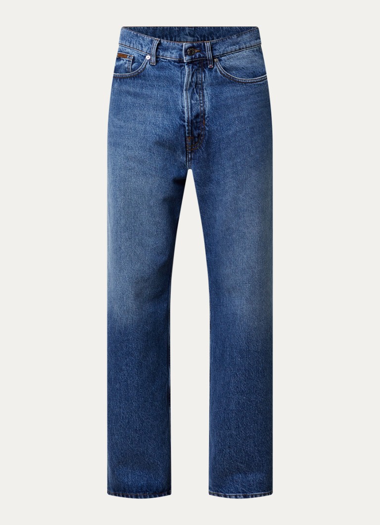 Moncler Heren Wide fit jeans met medium wassing en steekzakken in de kleur Indigo, maat: 50