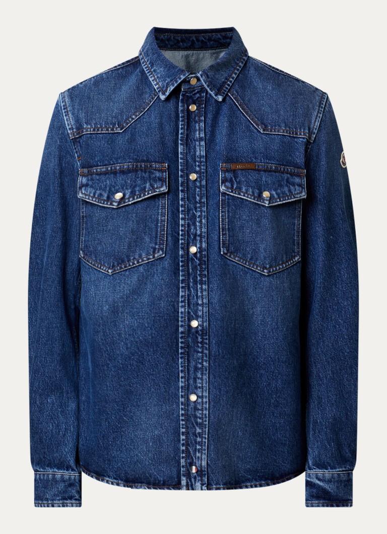 Moncler Heren Overshirt van denim met borstzakken in de kleur Indigo, maat: M