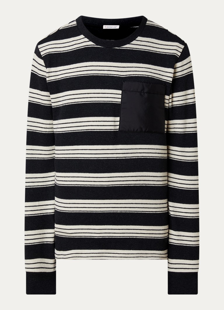 Moncler Heren Longsleeve met streepprint in de kleur Zwart, maat: L