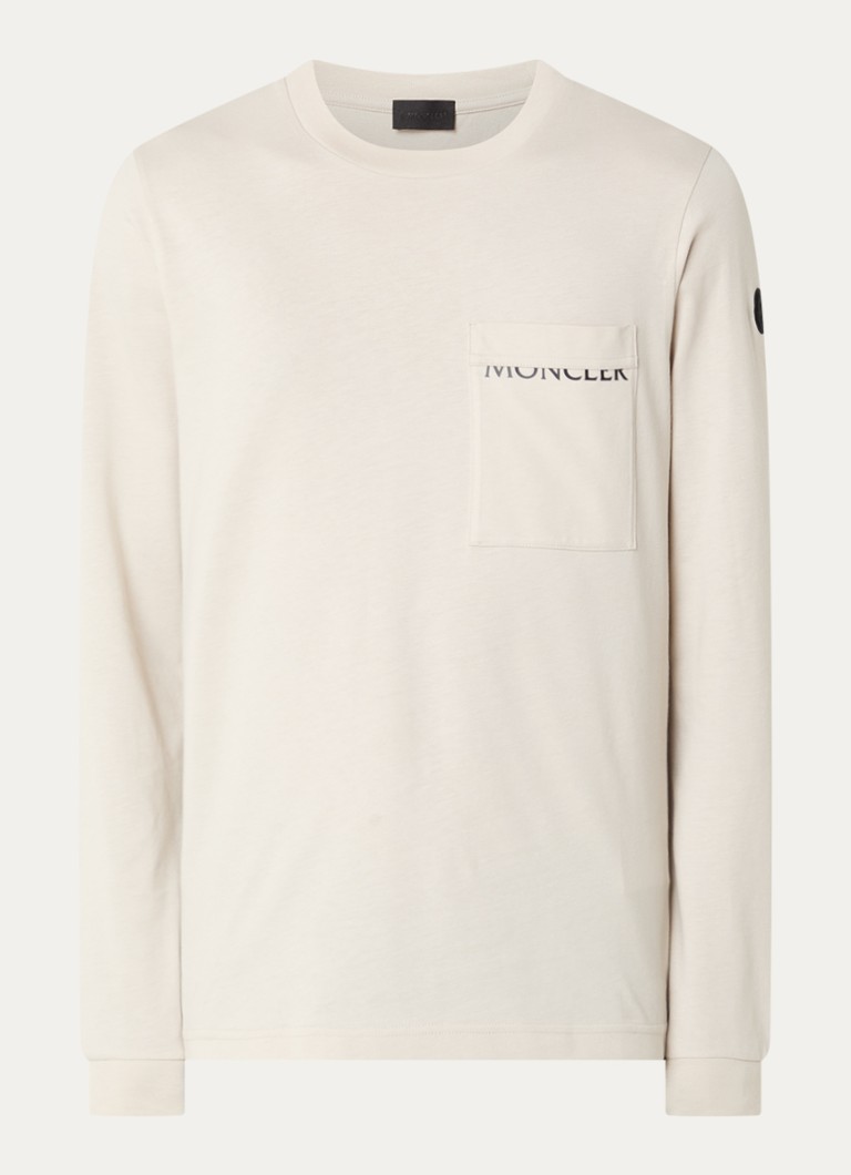Moncler Heren Longsleeve met borstzak in de kleur Gebroken wit, maat: L