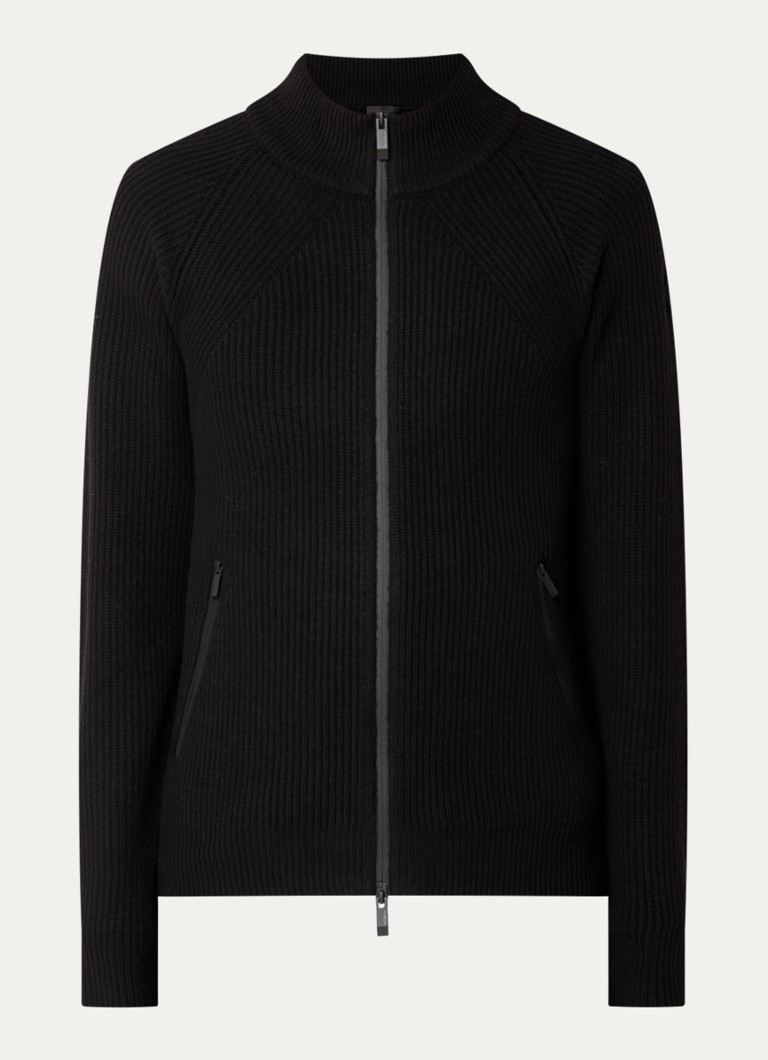 Moncler Heren Fijngebreid vest in kasjmierblend met steekzakken in de kleur Zwart, maat: XL