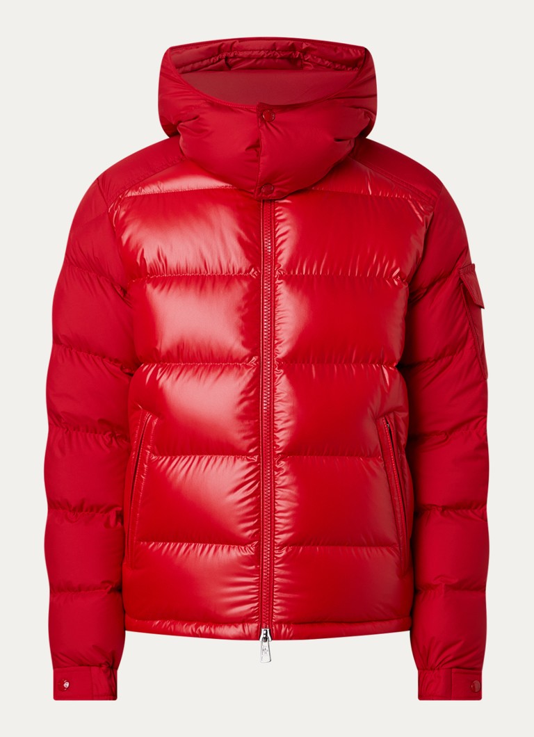Moncler Heren Maya puffer jack met donsvulling en afneembare capuchon in de kleur Rood, maat: 3/L