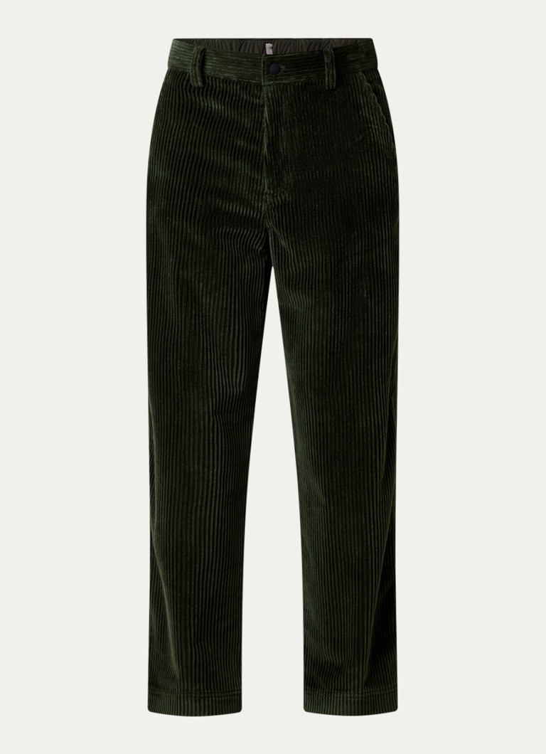 Moncler Heren Straight fit broek met structuur en steekzakken in de kleur Legergroen, maat: L