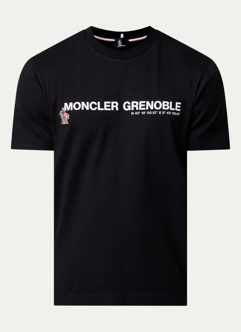 Moncler Heren T-shirt met logo in de kleur Zwart, maat: S