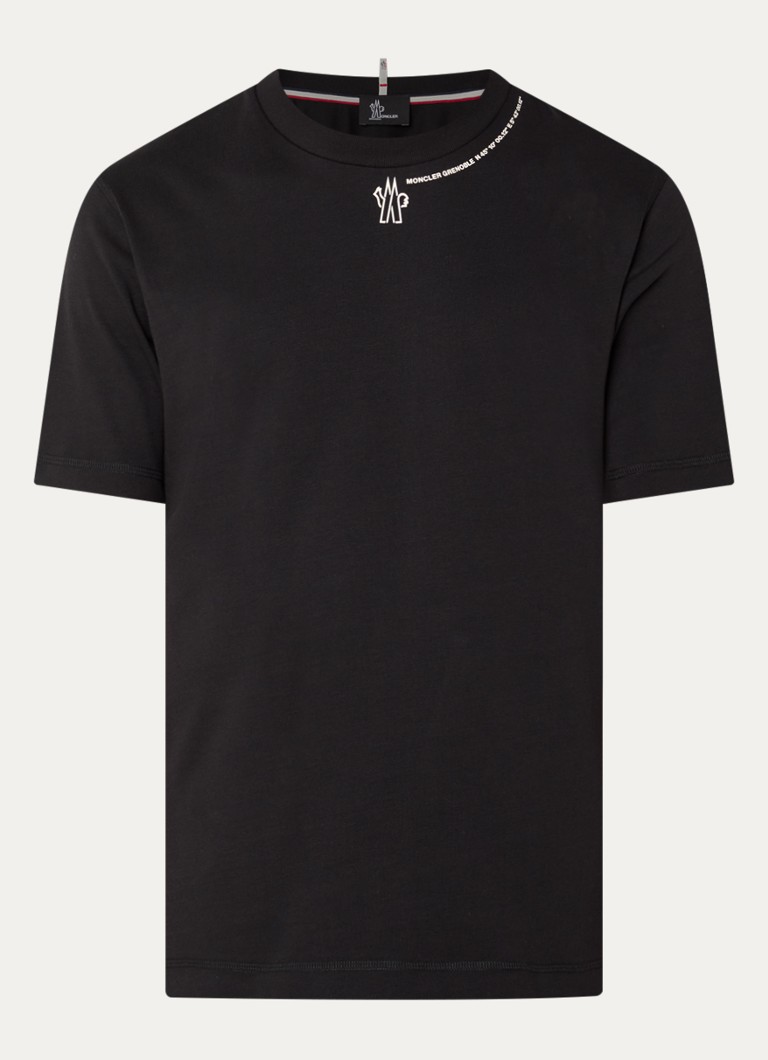 Moncler Heren T-shirt met logoprint in de kleur Zwart, maat: S