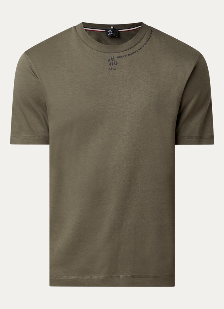 Moncler Heren T-shirt met logoprint in de kleur Bronsgroen, maat: S