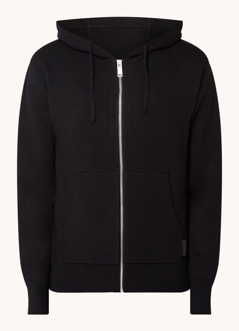Sandro Heren Sweatvest met steekzakken en logo in de kleur Zwart