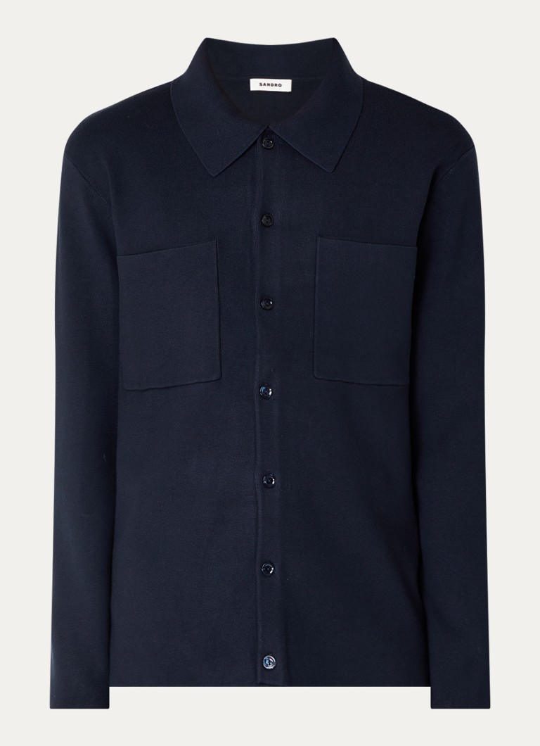 Sandro Heren Regular fit overhemd met borstzakken in de kleur Donkerblauw