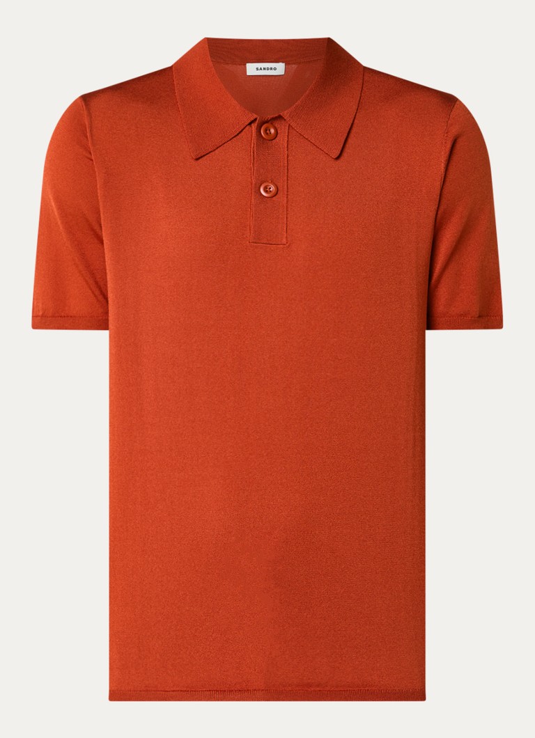 Sandro Heren Regular fit fijngebreide polo met stretch in de kleur Steenrood