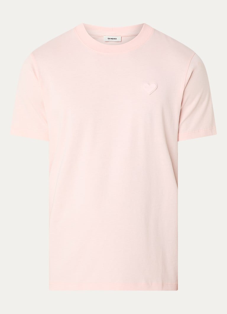 Sandro Heren T-shirt met logo in de kleur Zalmroze
