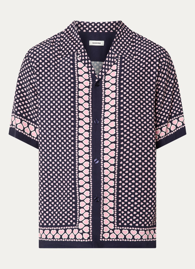 Sandro Heren Regular fit overhemd met print in de kleur Donkerblauw