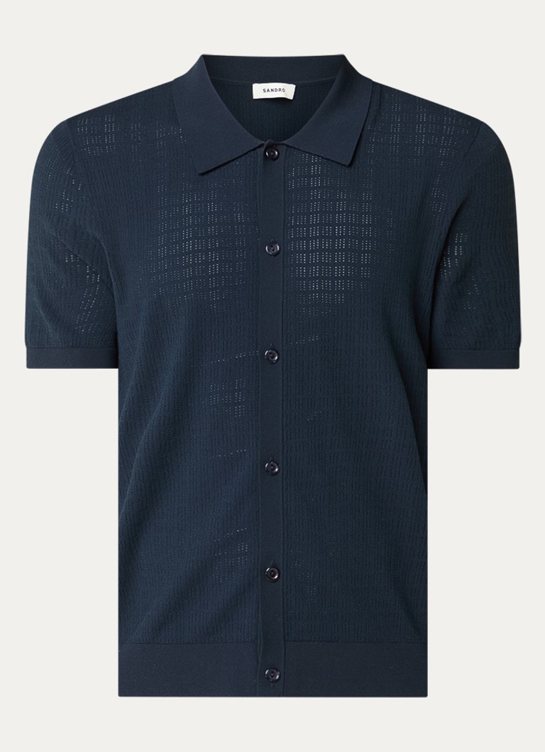 Sandro Heren Regular fit overhemd met opengewerkt dessin in de kleur Donkerblauw