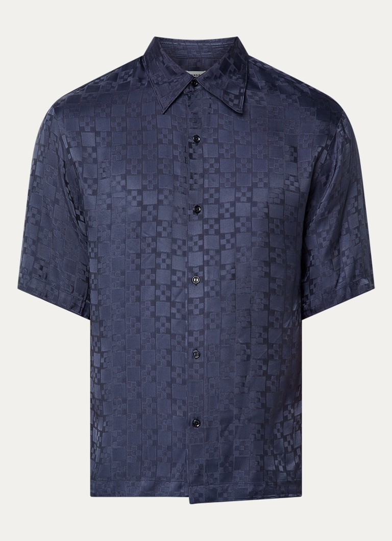 Sandro Heren Regular fit overhemd met print in de kleur Donkerblauw