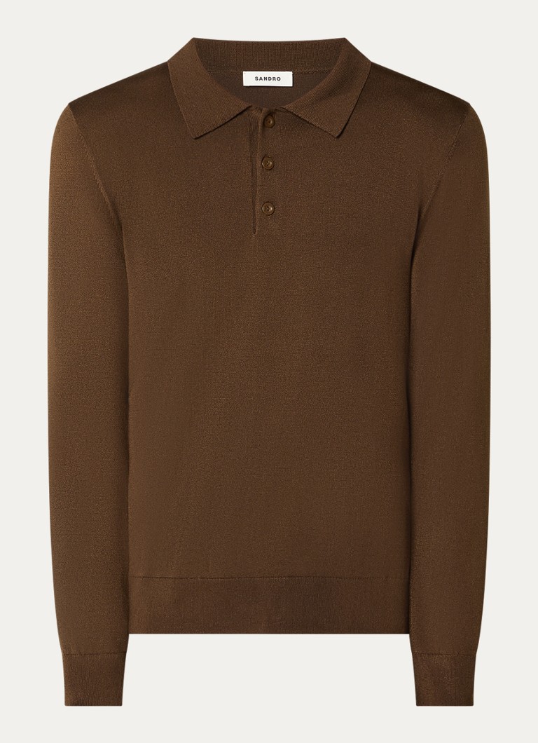 Sandro Heren Regular fit polo met stretch in de kleur Bruin