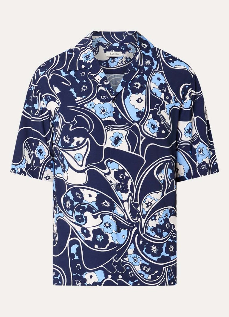 Sandro Heren Regular fit overhemd met print in de kleur Donkerblauw