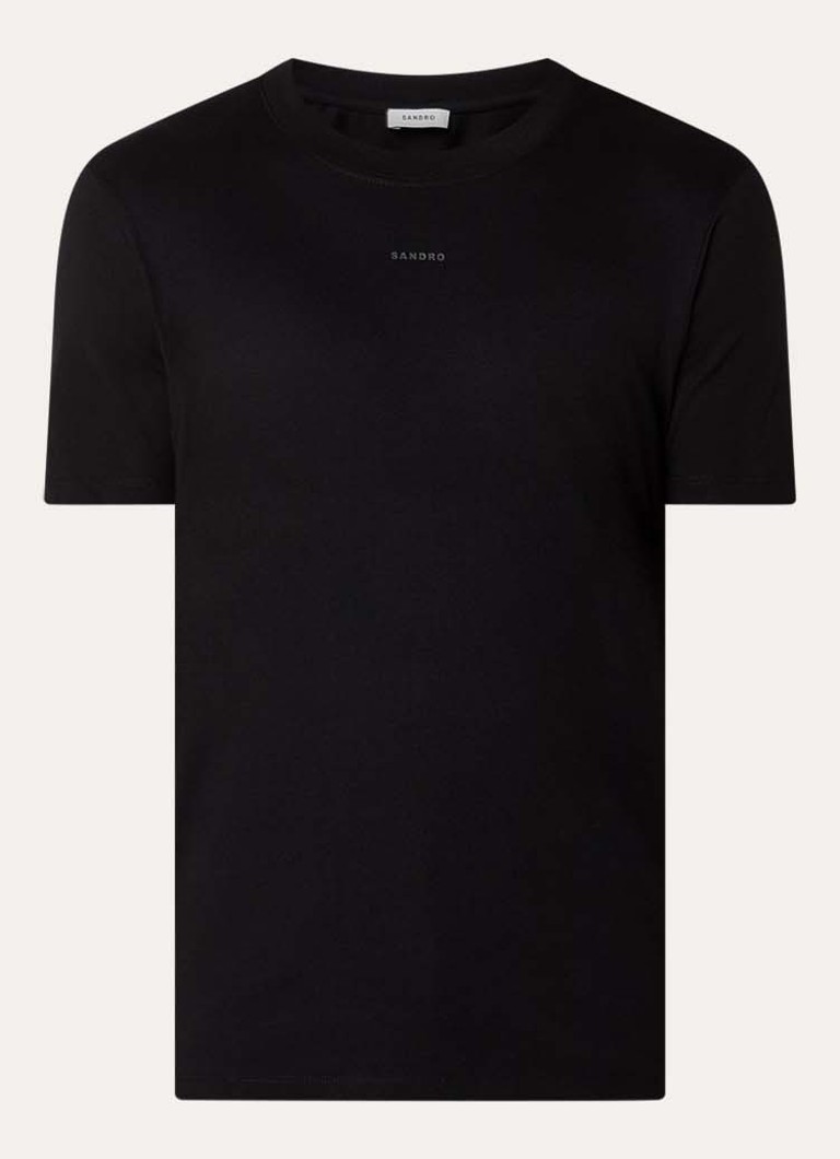 Sandro Heren T-shirt met logo in de kleur Zwart