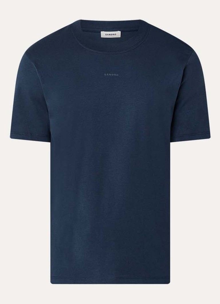 Sandro Heren T-shirt met logo in de kleur Donkerblauw